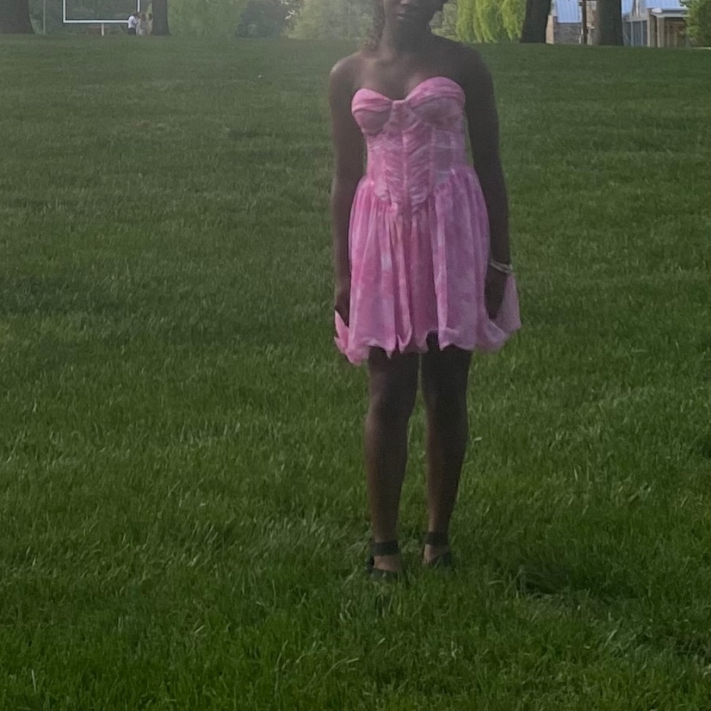 asos strapless pink dress
